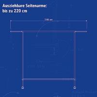 MAUL kledingrek Limbo metaal, 4 geremde wielen, hg156xbr151(220)x50cm, tot 30kg, zwart RAL9004 - thumbnail