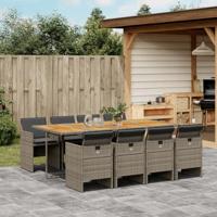9-delige Tuinset met kussens poly rattan grijs - thumbnail