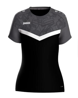 JAKO 6124D T-Shirt Iconic Dames - Zwart/Antraciet - 34