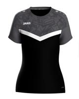 JAKO 6124D T-Shirt Iconic Dames - Zwart/Antraciet - 34 - thumbnail