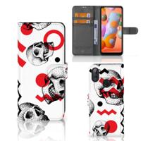 Telefoonhoesje met Naam Samsung Galaxy M11 | A11 Skull Red - thumbnail