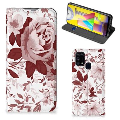 Bookcase Samsung Galaxy M31 Watercolor Flowers Bookcase Samsung Galaxy M31 Watercolor Flowers