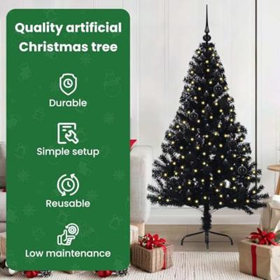 VidaXL Kunstmatig voorverlicht kerstboom met 150 led zwart 150 cm pvc