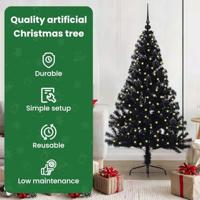 VidaXL Kunstmatig voorverlicht kerstboom met 150 led zwart 150 cm pvc - thumbnail