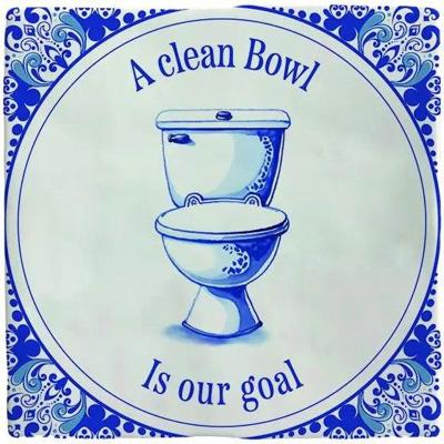 Plenty Gifts tegeltje keramiek a clean bowl 10x10cm blauw, wit