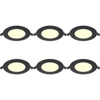 LED Downlight Inbouwspot Dimbaar 6 Stuks - Brinton Thin - 6W 470lm 120° Bundelhoek - Warm Wit 3000K - IP40 - Rond - Zwart - Ø128mm Buitenmaat - Ø110mm Zaagmaat - thumbnail