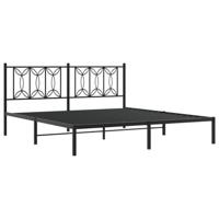 Bedframe met hoofdbord metaal zwart 180x200 cm - thumbnail