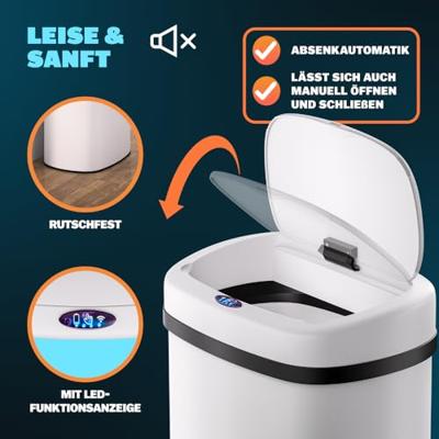 Vuilnisbak opent automatisch met Sensor Creme-wit 58L