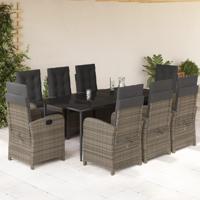 9-delige Tuinset met kussens poly rattan grijs - thumbnail