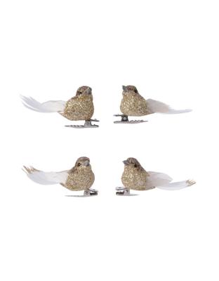 Ornament foam l2b5h3 cm vogelclip goud 4st - Decoris