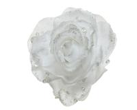 Roos pes clip d14h8,5 cm winterwit kerstversiering Decoris - Decoris - thumbnail