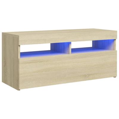 Tv-meubel met LED-verlichting 90x35x40 cm sonoma eikenkleurig