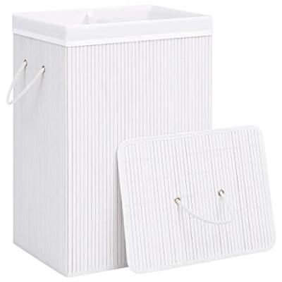 VidaXL Wasmand met 2 vakken 72 l bamboe wit