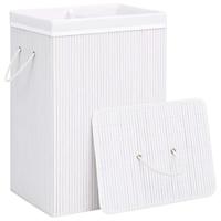 VidaXL Wasmand met 2 vakken 72 l bamboe wit - thumbnail