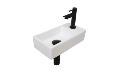 INK Versus Fonteinset - 36x18x9cm - wasbak links - porselein Mat wit/mat zwart 1805361