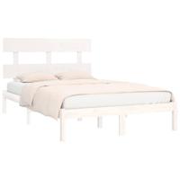 Bedframe massief hout wit 200x200 cm - thumbnail
