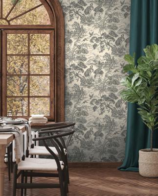 Dutch Wallcoverings Arboretum - Natoru Charcoal Cream - Antraciet/Creme