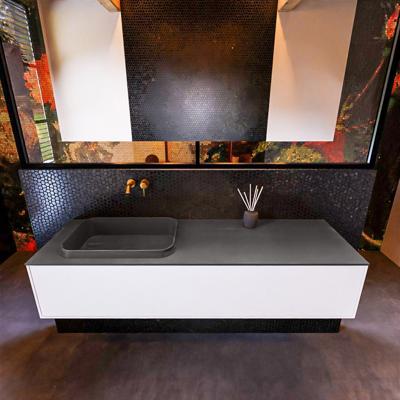 Badkamermeubelset Mondiaz Erin 150 cm met 1 Lade met RIDGE Wastafel Links Dark grey Zonder Kraangaten Greeploos Mat Talc Badkamermeubelset Mondiaz Erin 150 cm met 1 Lade met RIDGE Wastafel Links Dark grey Zonder Kraangaten Greeploos Mat Talc