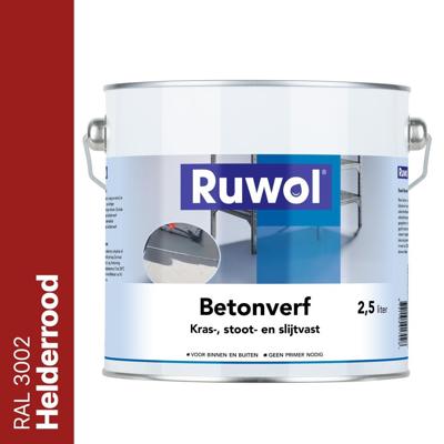 Ruwol Betonverf Helderrood (RAL 3002) 2,5 liter Ruwol Betonverf Helderrood (RAL 3002) 2,5 liter