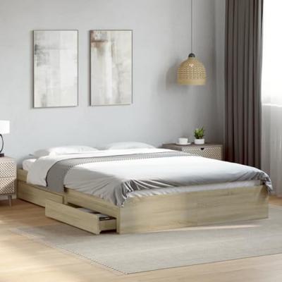 Bedframe met lades bewerkt hout sonoma eikenkleurig 150x200 cm
