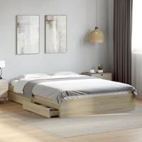 Bedframe met lades bewerkt hout sonoma eikenkleurig 150x200 cm - thumbnail
