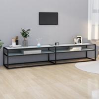 Tv-meubel 220x40x40,5 cm gehard glas witmarmerkleurig - thumbnail