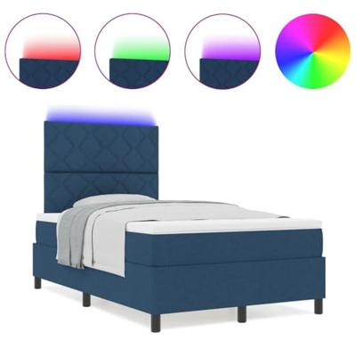 Boxspring bed met matras met hoofdeinde Blauw 120 x 190 cm Stof