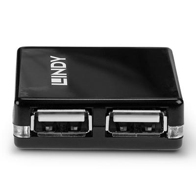 LINDY 42742 42742 USB-hub 4 poorten USB-A USB 2.0 480 MBit/s Zwart