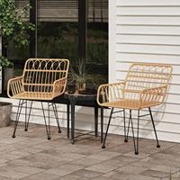 Tuinstoelen 2 st met armleuning 56x64x80 cm PE-rattan - thumbnail
