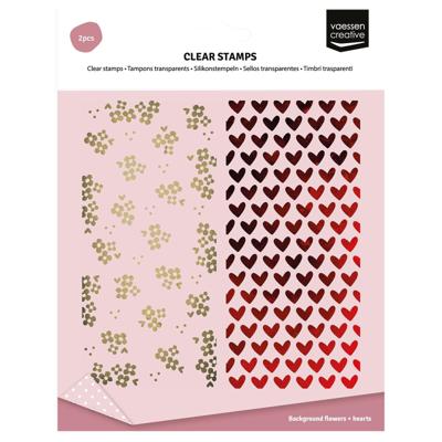 Vaessen Creative • clear stamps achtergrond hartjes & bloemetjes 2st.