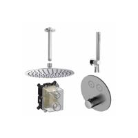 Hotbath Cobber Inbouw Doucheset Rond Met Hoofddouche 20 cm Plafond Uitloop En Handdouche Compleet Chroom - thumbnail