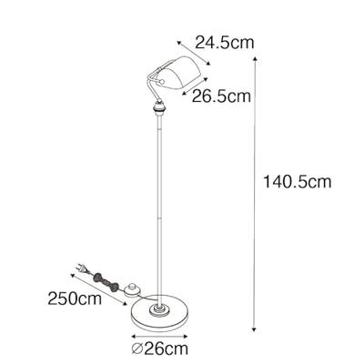 QAZQA Klassieke notaris vloerlamp brons met geel glas - Banker