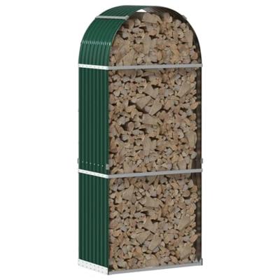 VidaXL Haardhoutopslag 80x45x190 cm gegalvaniseerd staal groen