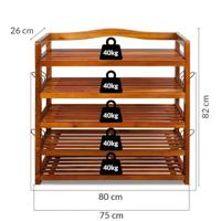 Acacia houten schoenenrek 5 planken - thumbnail