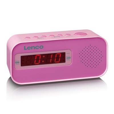 Lenco CR-205PK Wekkerradio met Slaaptimer Alarmfunctie met Stickerset Roze
