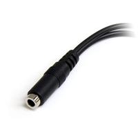 StarTech.com 3,5 mm audio jack Y-kabel - headset splitter - adapter - 1 x 3,5 mm 4 posities bus 2 x 3,5 mm 3-positie stekker - zwart - thumbnail