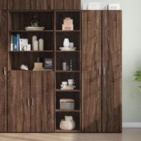 Hoge kast 40x41x185 cm bewerkt hout bruin eikenkleurig - thumbnail
