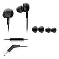 Philips E4105BK/00 In-Ear-Oordopjes met Microfoon (Bass+, Afstandsbediening in Het Snoer, 10-mm-Neodymium-Drivers, 3 Verwisselbare Rubberen Kapjes, 1,2-m-Kabel) Zwart - 2020/2021 Model - thumbnail