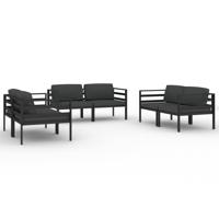 6-delige Loungeset met kussens aluminium antracietkleurig - thumbnail