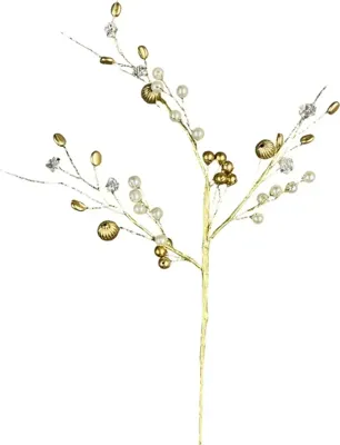 Kunsttak bes 30cm wit, goud