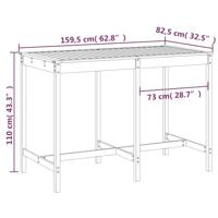 Tuintafel 159,5x82,5x110 cm massief grenenhout - thumbnail