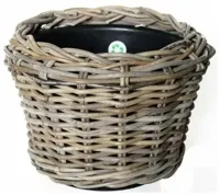Van der Leeden Rotan Drypot plantenmand 32x23cm Bruin - thumbnail