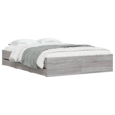 Bedframe met lades bewerkt hout grijs sonoma eiken 150x200 cm - thumbnail