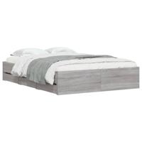 Bedframe met lades bewerkt hout grijs sonoma eiken 150x200 cm - thumbnail