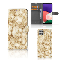 Samsung Galaxy A22 5G | Bookcase | Marmer Goud - thumbnail