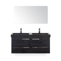 Seville Badmeubelset 120 cm - 4 laden Black Oak - Wastafel Hardsteen Wit Lucca - met Spiegel - thumbnail