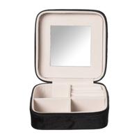 Sieradendoos met rits - zwart/roze - 12.5x12.5x5 cm - thumbnail