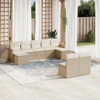10-delige Loungeset met kussens poly rattan beige - thumbnail