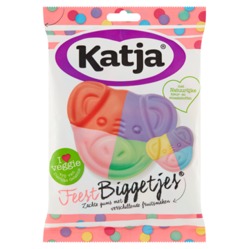 Katja Feest Biggetjes snoep, zachte gums met verschillende fruitsmaken, zak van 250 g