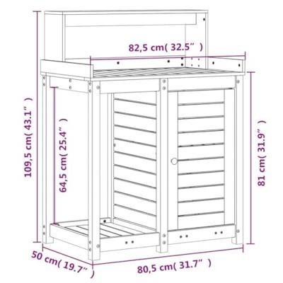 VidaXL Oppottafel met schappen 82,5x50x109,5 cm massief douglashout